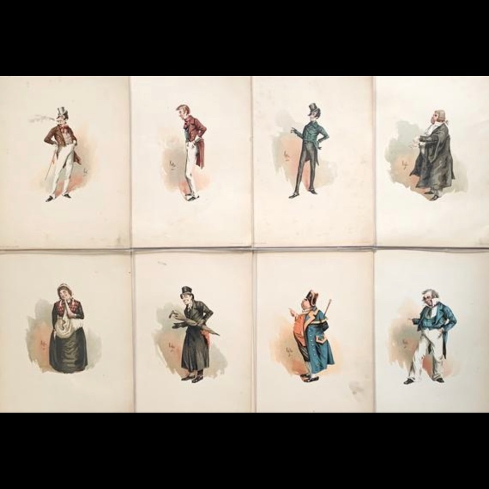 1889 8 Dickens Characters in Watercolor By KYD